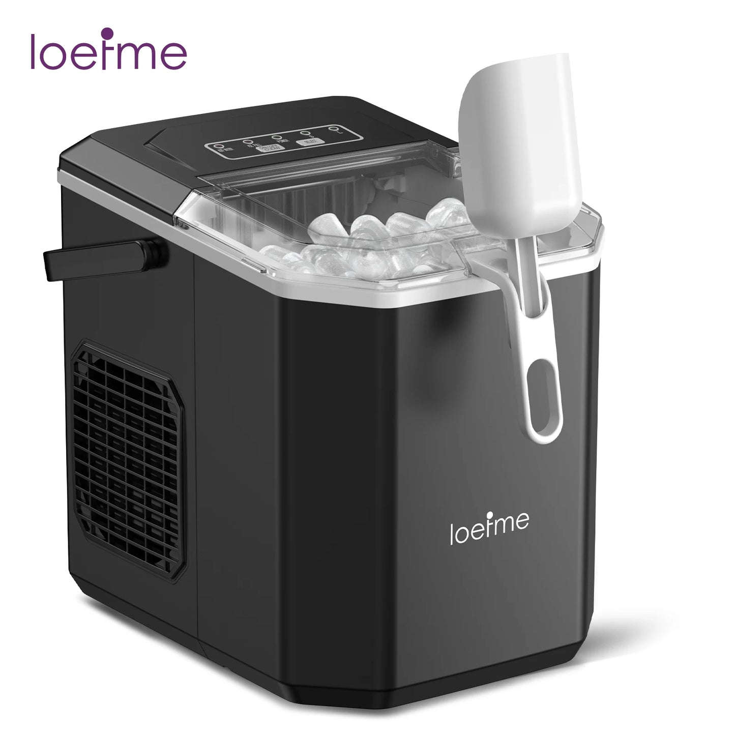 Loefme-máquina de cubos para hacer hielo, limpieza automática pequeña, máquina de hielo en forma de bala, Fabricación rápida de hielo para el hogar, cafetería, Camping