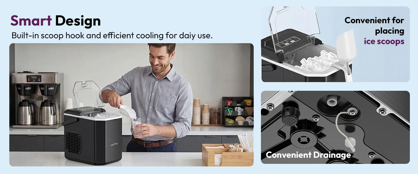 Loefme-máquina de cubos para hacer hielo, limpieza automática pequeña, máquina de hielo en forma de bala, Fabricación rápida de hielo para el hogar, cafetería, Camping
