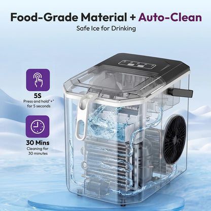 Loefme-máquina de cubos para hacer hielo, limpieza automática pequeña, máquina de hielo en forma de bala, Fabricación rápida de hielo para el hogar, cafetería, Camping