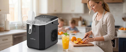 Loefme-máquina de cubos para hacer hielo, limpieza automática pequeña, máquina de hielo en forma de bala, Fabricación rápida de hielo para el hogar, cafetería, Camping